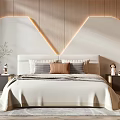 Modern Background Double Bed Double Bed 3d model