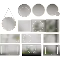 Various Modern Round And Rectangular Mirrors Featuring Stylish Frame Designs 3d model