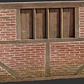 Traditional Building Exterior Wall With Red Brick And Wooden Beams Design