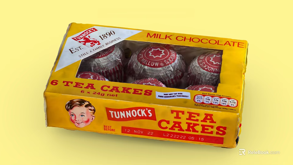 Tunnock's Traditional Milk Chocolate Tea Cakes 6 Pack Yellow Box 3d model 