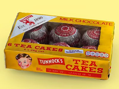 Tunnock's Traditional Milk Chocolate Tea Cakes 6 Pack Yellow Box 3d model