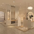 Elegant Modern Clothing Store Interior Featuring Fashion Apparel Display And Decorative Plants