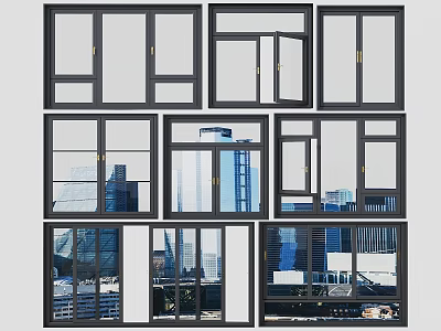 Modern Casement Windows With Sleek Aluminum Frames And Double Glazed Glass Panels 3d model
