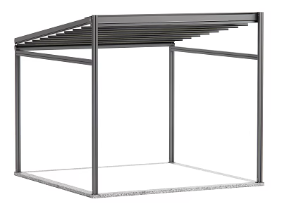 Modern Rectangular Metal Frame Structure With Sloped Roof And Open Design 3d model