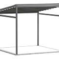 Modern Rectangular Metal Frame Structure With Sloped Roof And Open Design
