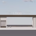 Modern Entrance Gate Design With LOGO On Top Canopy And Supporting Pillars