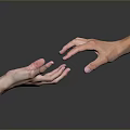 Two Hands Reaching Towards Each Other On Gray Background With Reflection 3d model