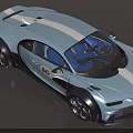 Light Blue Bugatti Sports Car With White Stripes And Number 80 Design