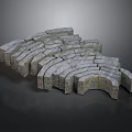Curved Gray Stone Blocks Arrangement For Scenic Architectural Construction Elements