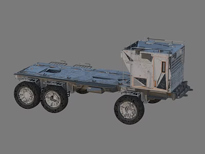 Rugged Utility Vehicle With Multiple Wheels Flatbed Design And Metal Storage Compartment 3d model
