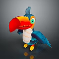 Colorful Cartoon Toucan Bird With Large Red Beak Blue Feathers White Belly And Yellow Feet