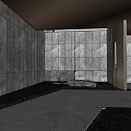 Modern Sales Office Building Design With Glass Curtain Wall Lawn And Steps