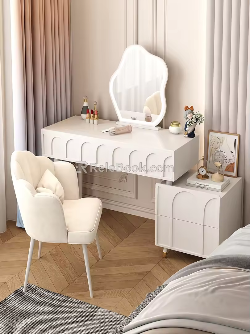Cream Style Dressing Table Simple Dressing Table Dressing Table Combination 3d model