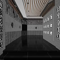 Spacious Commercial Kitchen With Stainless Steel Worktables Range Hoods And Tile Walls Drain Grilles