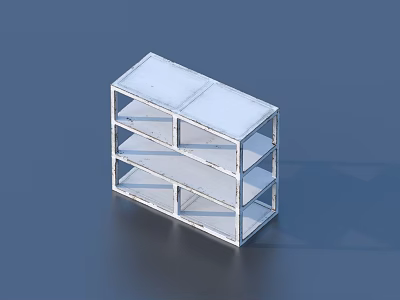 White Metal Multi Layer Storage Shelf With Compartments On Dark Surface 3d model