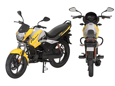 Stylish Yellow Black Motorcycles Showcasing Side And Rear View Details 3d model