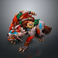 Tribal Themed Fantasy Beast Character With Orange White Fur And Colorful Decorative Accents
