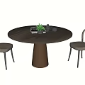 Modern Dining Table and Chair Combination Round Casual Dining Table and Chair 3d model