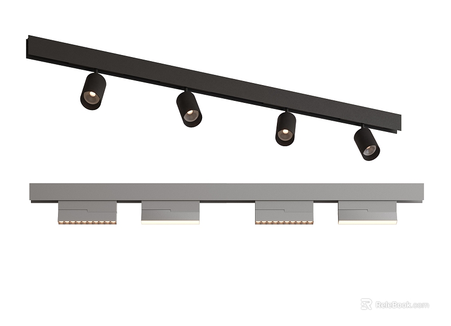 Adjustable LED Linear Track Downlights and Spotlights for Ceiling Lighting 3d model 