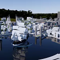 Integrated Commercial Complex Master Plan With Green Spaces Water Features And Multifunctional Buildings 3d model