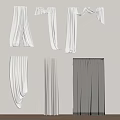 White Curtains With Different Styles And Elegant Drapery For Interior Design 3d model