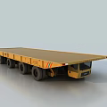 Yellow Flatbed Utility Vehicle With Multiple Wheels And Long Cargo Bed For Heavy Load Transport