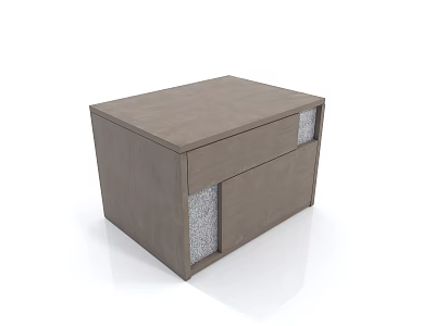 Modern Wooden Bedside Table With Functional Drawer And Gray Accent Panels 3d model