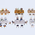 Modern Dining Table Set With Various Chairs And Decorative Centerpieces 3d model