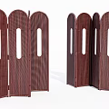 Wooden Folding Room Divider With Arched Top Three Panel Cutout Design 3d model