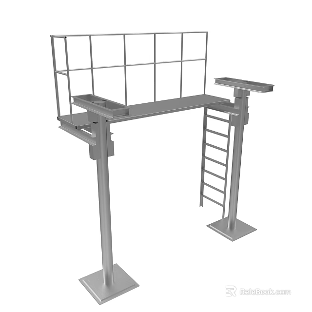 Industrial Heavy Duty Metal Equipment Frame With Work Platform And Ladder 3d model 