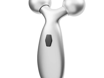 Silver Double Ball Massage Tool With Ergonomic Handle And Black Button 3d model