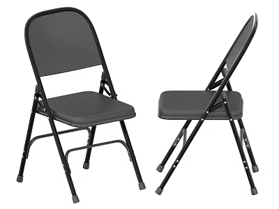Black Folding Leisure Chair With Metal Frame And Padded Seat For Indoor Outdoor Use 3d model