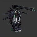 Mechanical Robot Character Design With Glowing Green Elements And Extended Arms 3d model