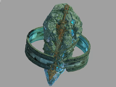 Natural Stone And Wood Decorative Structure With Crystal Accents And Intricate Details 3d model