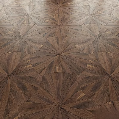 Modern Wooden Floor Design With Intricate Geometric Parquet Pattern And Dark Wood Tones 3d model