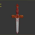 Ornate Sword Design With Golden Decorations Red Gemstones And Crown Top