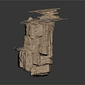 Wood And Stone Decorative Sculpture With Stacked Natural Textured Layers