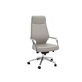 Modern High Back Leather Office Chair With Metal Armrests And Five Wheel Base