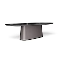 Modern Dining Table With Black Rectangular Top And Unique Metal Pedestal Base Design 3d model