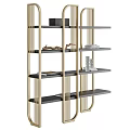 Elegant Modern Gold Frame Display Shelf With Matte Black Shelves For Home Decor Storage