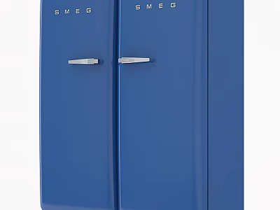 SMEG Blue Fridge Freezer With Double Doors And Chrome Handles Design 3d model