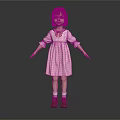 Child in Pink Dress with Yellow Bow White Socks and Brown Shoes