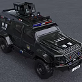 Black Armored SWAT Police Vehicle With Tactical Lights And Special Insignia