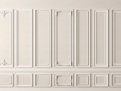 White Interior Decorative Gypsum Molding Wall Design With Intricate Patterns And Lines 3d model