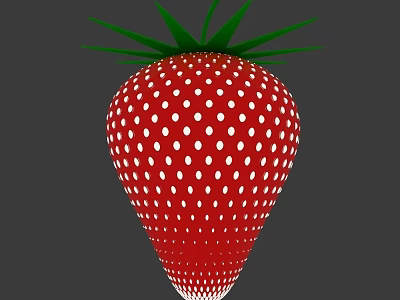 Fresh Ripe Strawberry With Red Surface White Seeds And Green Leaves 3d model