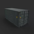 Green Metal Shipping Container Building With Secure Doors And Warning Labels