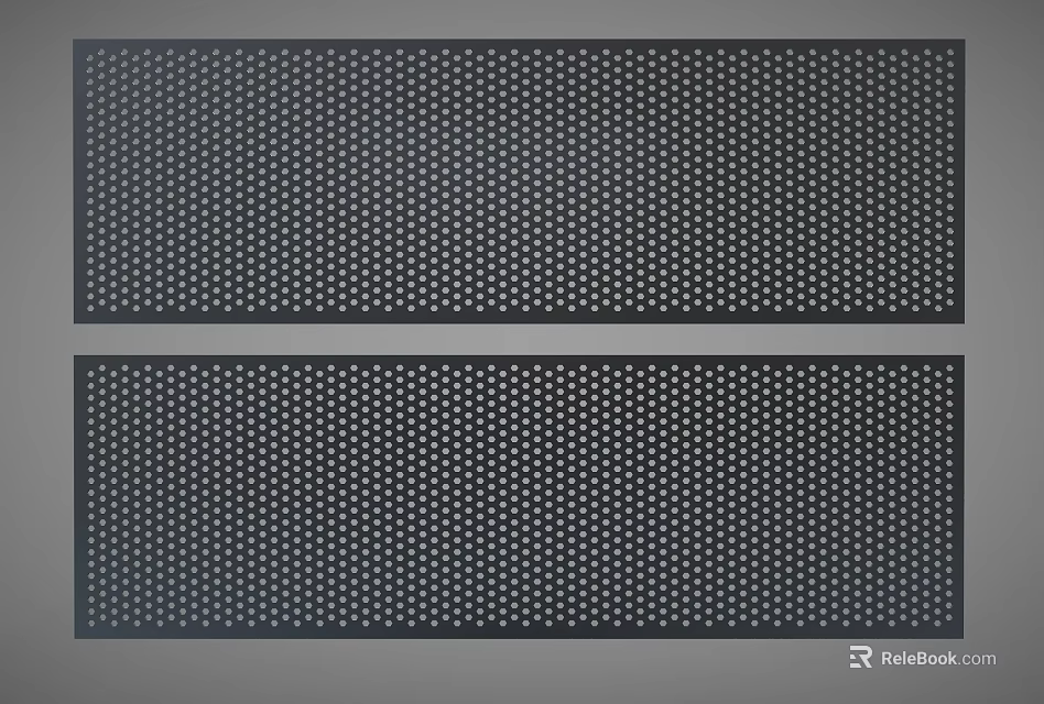 Two Black Rectangular Perforated Metal Panels With Small Round Holes 3d model 