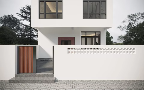 Modern single-family villa courtyard house villa 3d model