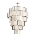 Tech Exhibition Hall Interior Featuring Modern Geometric Pendant Light With White Panels