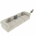 Modern Plush Sofa Set With Beige Brown Tones And Decorative Accent Pillows 3d model